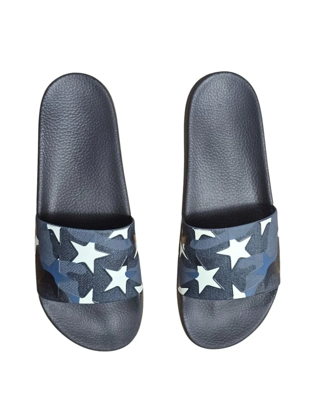 Valentino Garavani Camo Star Print Rubber Slides EU 46 US 13 UK 12 Black Blue
